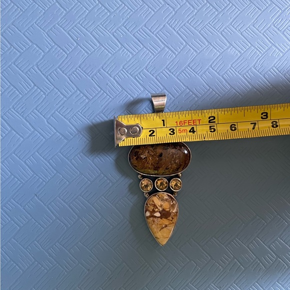 925 Sterling Silver And Jasper Pendant. Stamped. - Picture 6 of 7